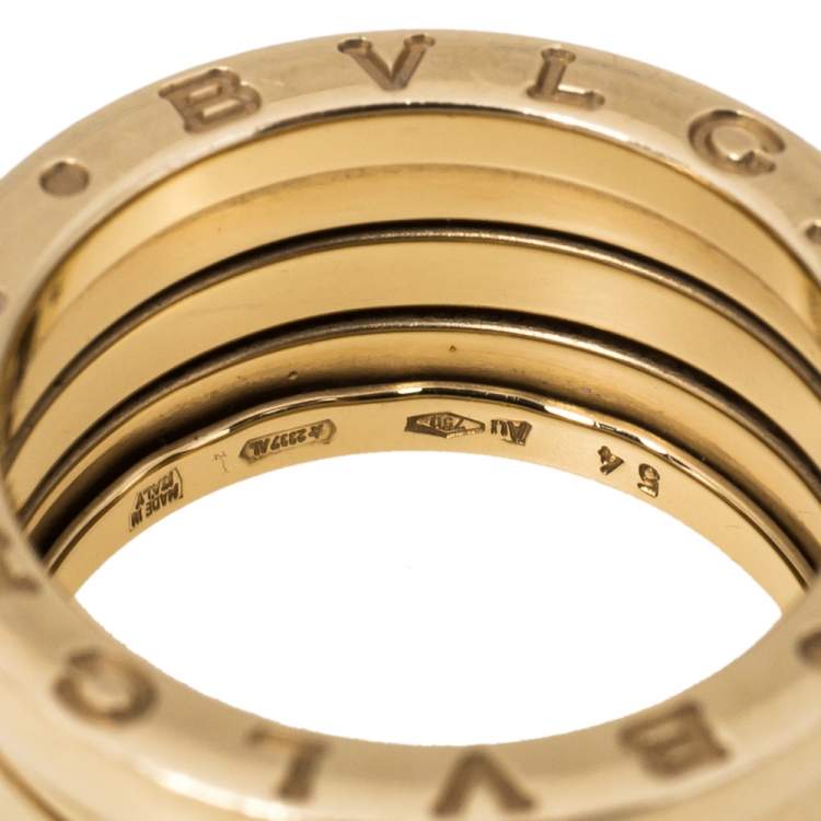 Pre Owned Bvlgari B.Zero1 18K Yellow Gold 4-Band Ring Size 54
