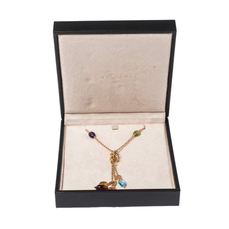 Pre Owned Bvlgari  B.Zero1 Gemstone 18K Yellow Gold Pendant Necklace