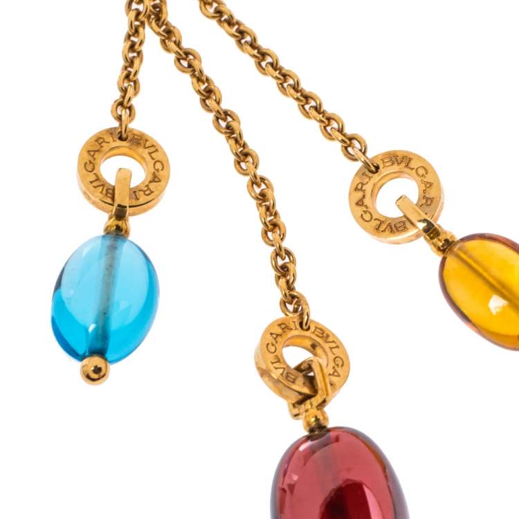 Pre Owned Bvlgari  B.Zero1 Gemstone 18K Yellow Gold Pendant Necklace