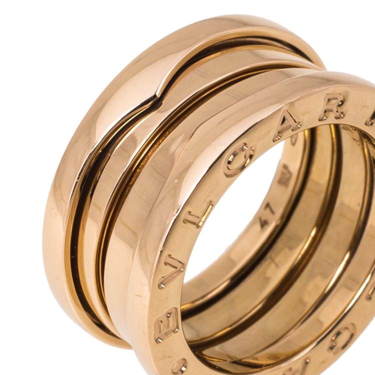 Pre Owned Bvlgari B.zero1 18K Rose Gold 3-Band Ring Size 47