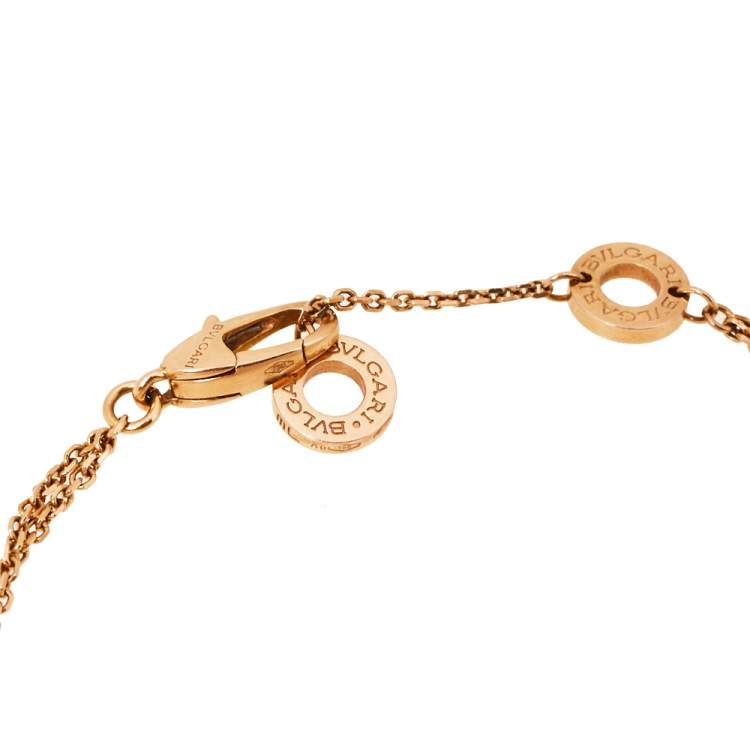 Pre Owned Bvlgari Divas' Dream Carnelian 18K Rose Gold Charm Bracelet M/L