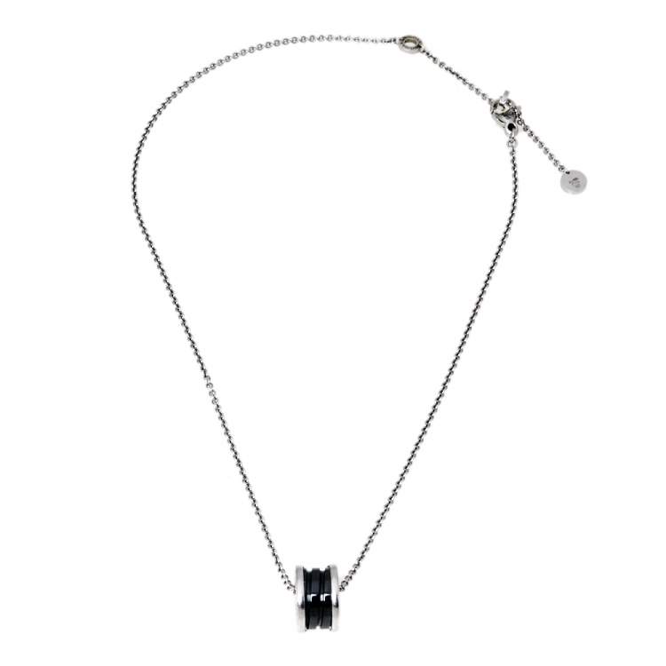 Pre Owned Bvlgari Save The Children B.zero1 Ceramic Silver Pendant Necklace