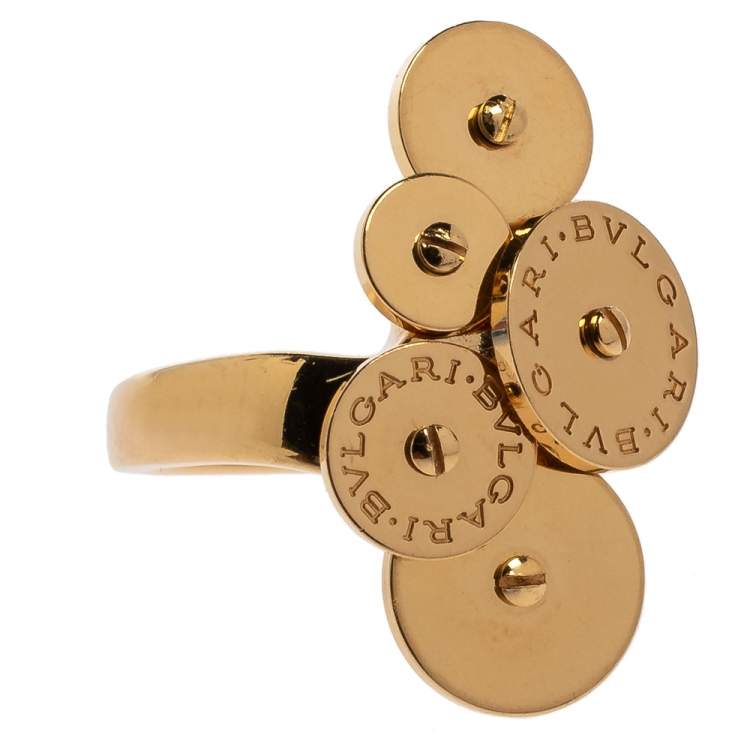 Pre Owned Bvlgari Cicladi Cluster Disc 18K Yellow Gold Cocktail Ring Size 52.5