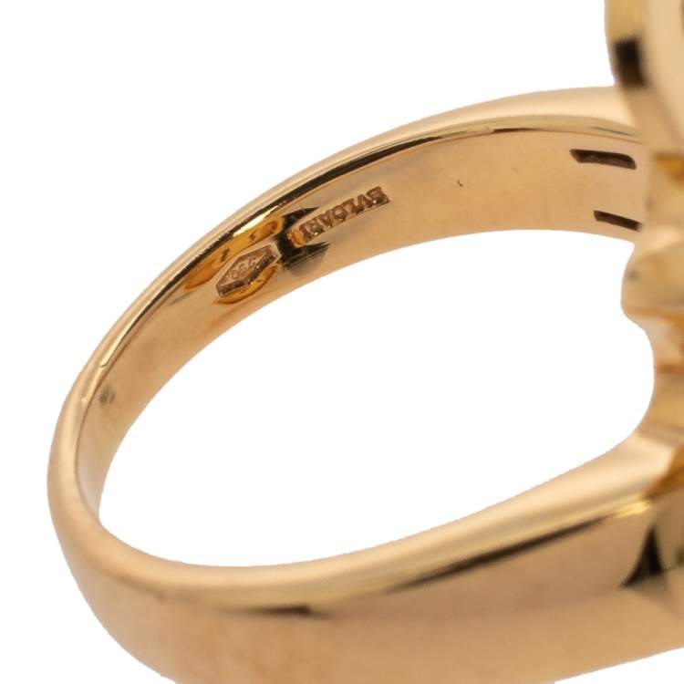 Pre Owned Bvlgari Cicladi Cluster Disc 18K Yellow Gold Cocktail Ring Size 52.5