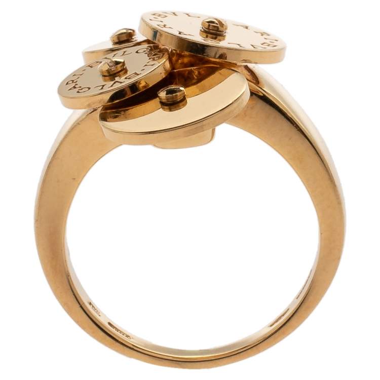 Pre Owned Bvlgari Cicladi Cluster Disc 18K Yellow Gold Cocktail Ring Size 52.5