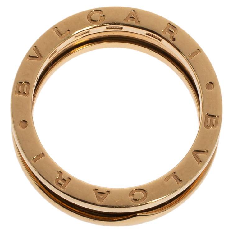 Pre Owned Bvlgari B.Zero1 18K Yellow Gold 2-Band Ring Size 60