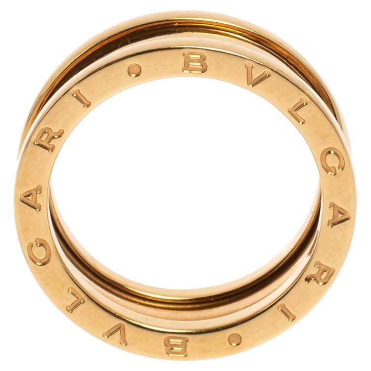 Pre Owned Bvlgari B.Zero1 18K Yellow Gold 2-Band Ring Size 60