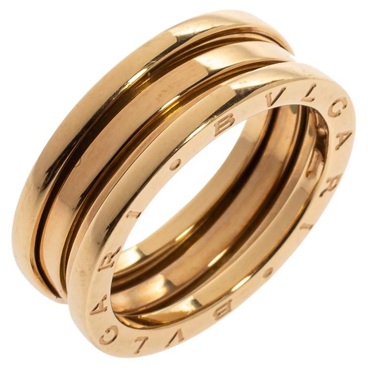 Pre Owned Bvlgari B.Zero1 18K Yellow Gold 2-Band Ring Size 60