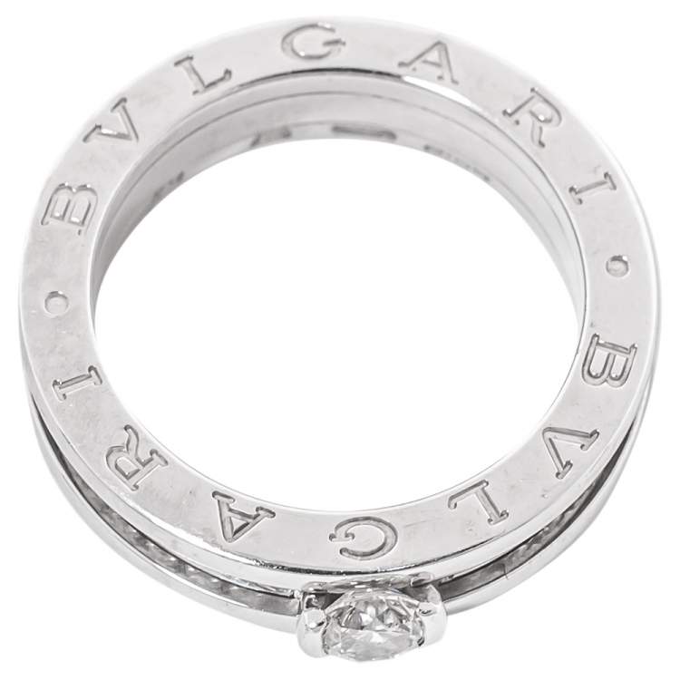 Pre Owned Bvlgari B.Zero1 Diamond 18K White Gold Engagement Ring Size 54