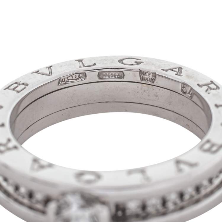 Pre Owned Bvlgari B.Zero1 Diamond 18K White Gold Engagement Ring Size 54