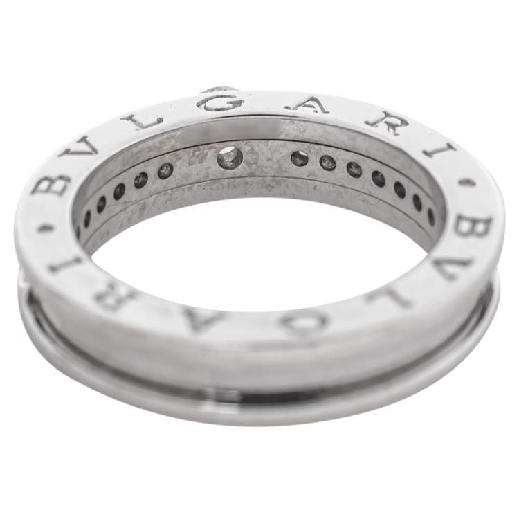 Pre Owned Bvlgari B.Zero1 Diamond 18K White Gold Engagement Ring Size 54