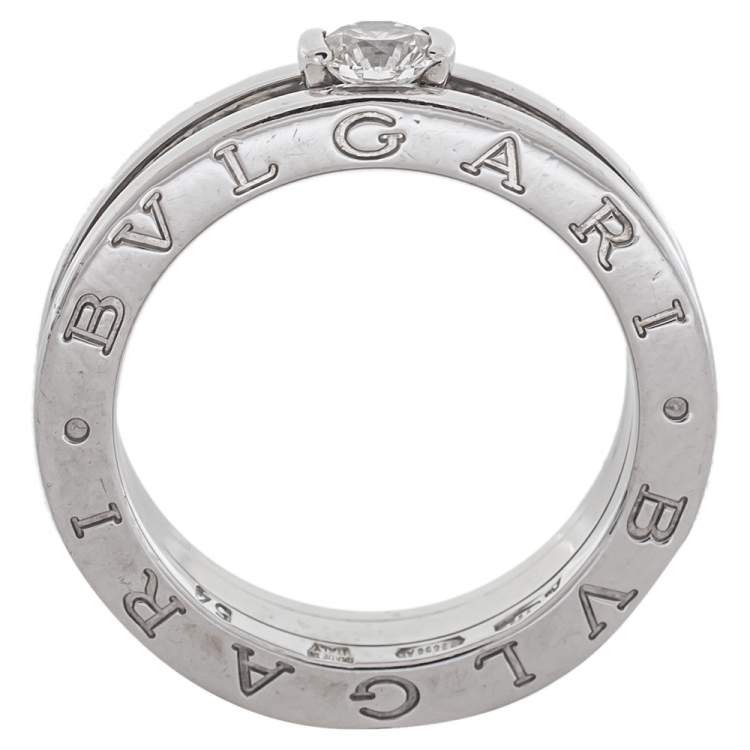 Pre Owned Bvlgari B.Zero1 Diamond 18K White Gold Engagement Ring Size 54