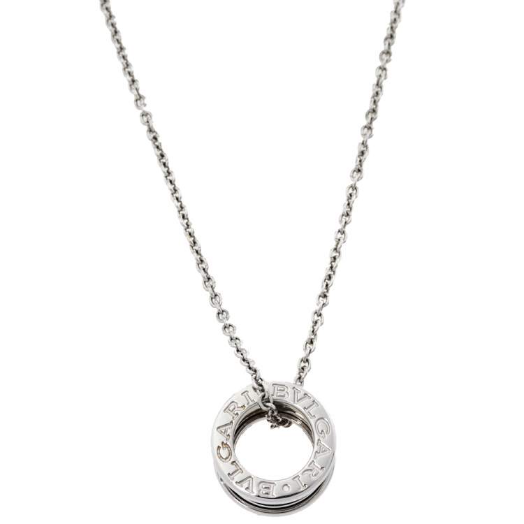 Pre Owned Bvlgari B.Zero1 18K White Gold Small Round Pendant Necklace