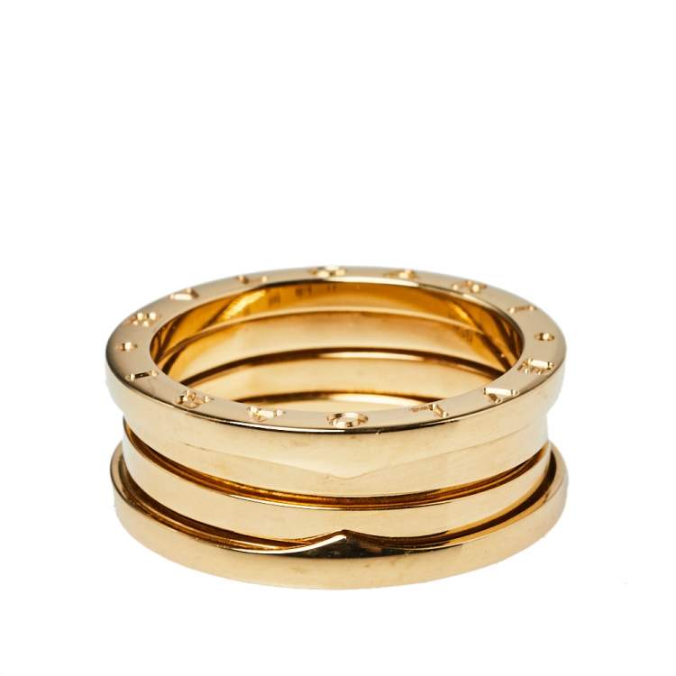 Pre Owned Bvlgari B.Zero1 18K Yellow Gold Three-Band Ring Size 61