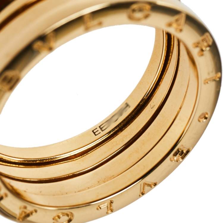 Pre Owned Bvlgari B.Zero1 18K Yellow Gold Three-Band Ring Size 61