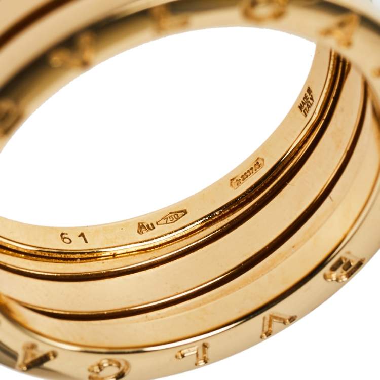 Pre Owned Bvlgari B.Zero1 18K Yellow Gold Three-Band Ring Size 61