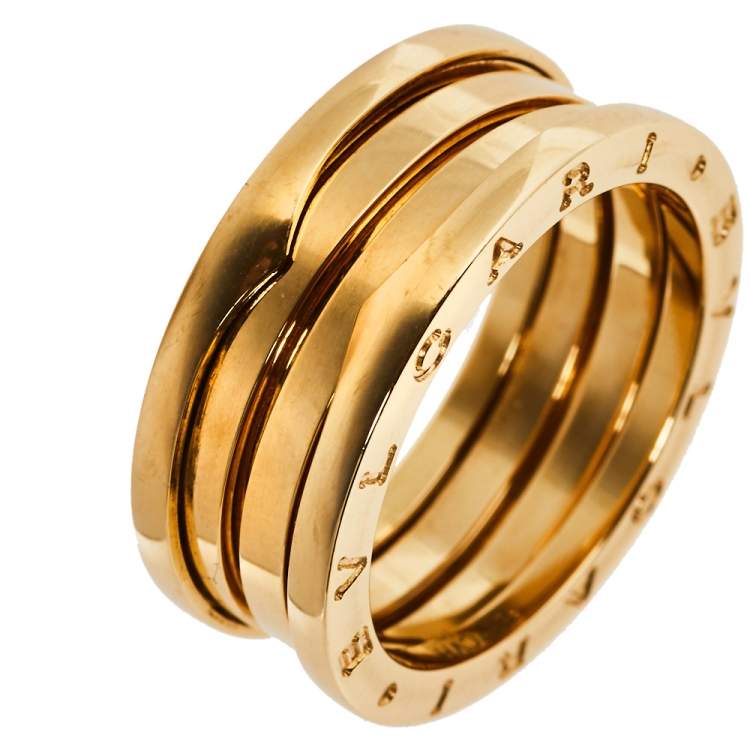 Pre Owned Bvlgari B.Zero1 18K Yellow Gold Three-Band Ring Size 61