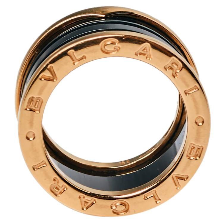 Pre Owned Bvlgari B.Zero1 Ceramic 18K Rose Gold Ring Size 51