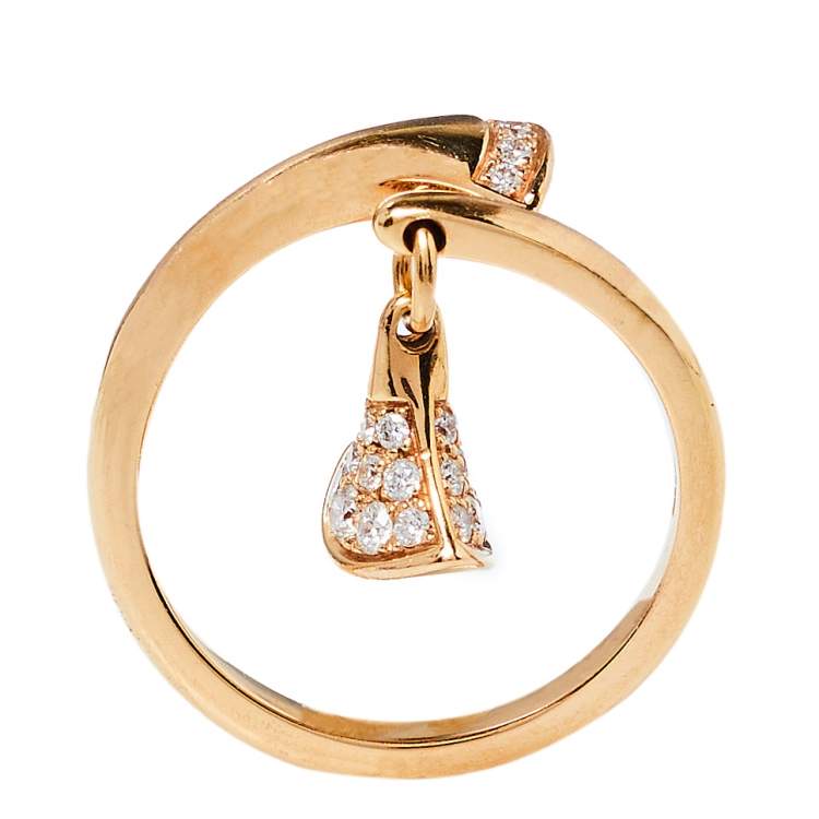 Pre Owned Bvlgari Divas' Dream Diamond 18K Rose Gold Ring Size 54