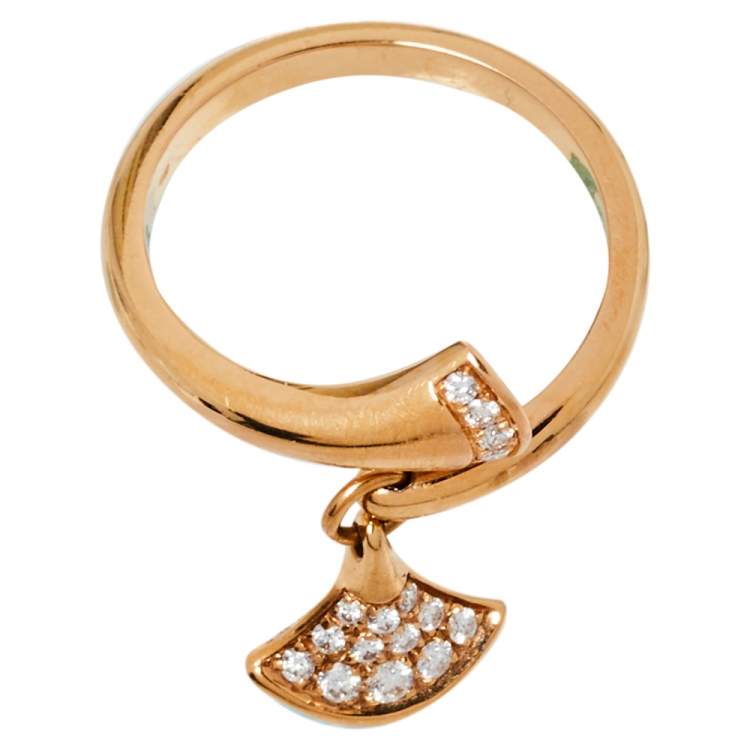 Pre Owned Bvlgari Divas' Dream Diamond 18K Rose Gold Ring Size 54