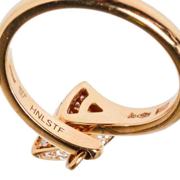 Pre Owned Bvlgari Divas' Dream Diamond 18K Rose Gold Ring Size 54