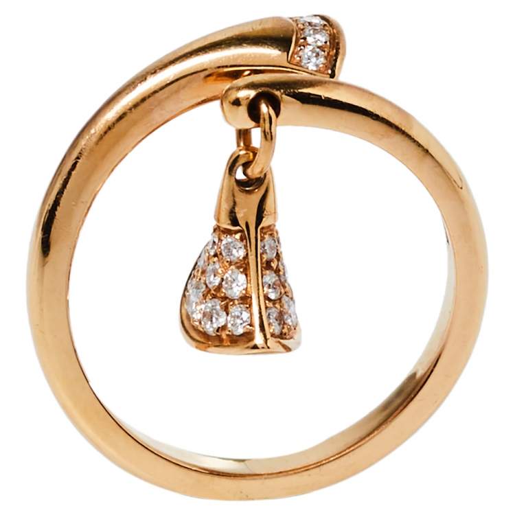 Pre Owned Bvlgari Divas' Dream Diamond 18K Rose Gold Ring Size 54