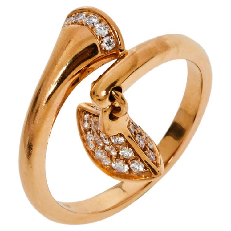 Pre Owned Bvlgari Divas' Dream Diamond 18K Rose Gold Ring Size 54