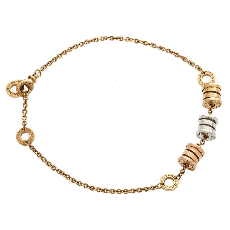 Pre Owned Bvlgari B.zero1 18K Three Tone Gold Element Soft Bracelet