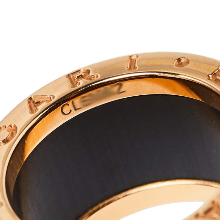 Pre Owned Bvlgari B.Zero1 Lapis Lazuli 18K Rose Gold Band Ring Size 58