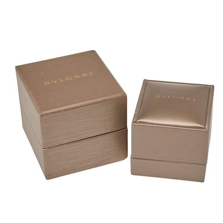 Pre Owned Bvlgari B.zero1 White Ceramic 18K Rose Gold Two-Band Ring Size 56