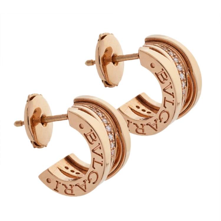 Bvlgari B Zero1 Design Legend Diamond 18k Rose Gold Earrings Bvlgari Tlc