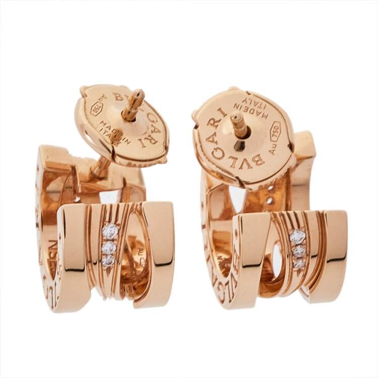 Pre Owned Bvlgari B.Zero1 Design Legend Diamond 18K Rose Gold Earrings