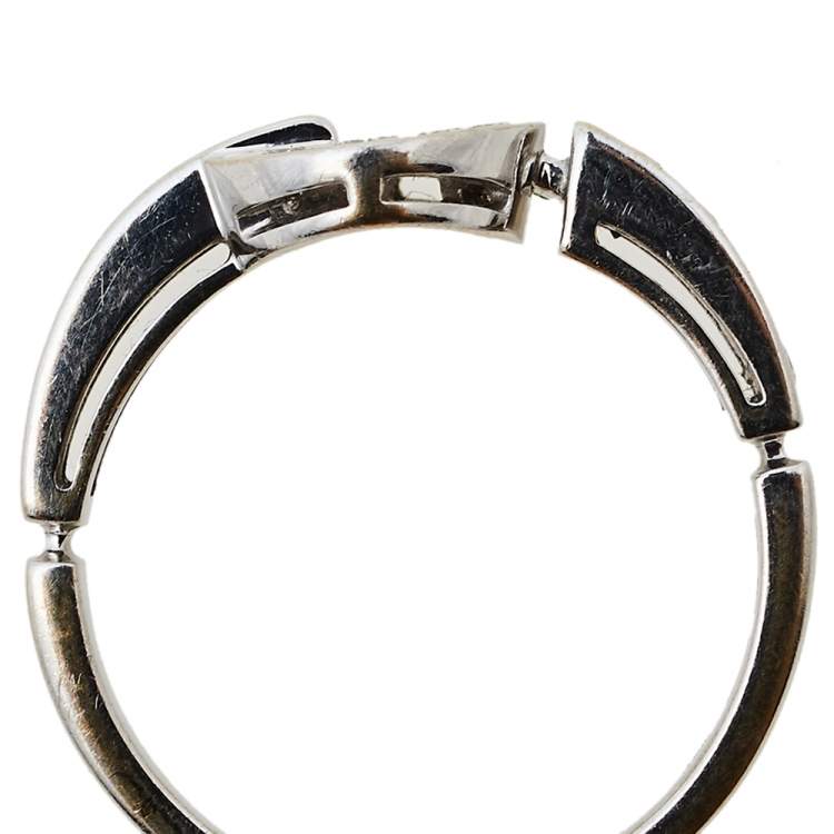 Pre Owned Bvlgari Bvlgari Pave Diamond 18K White Gold Ring Size 60