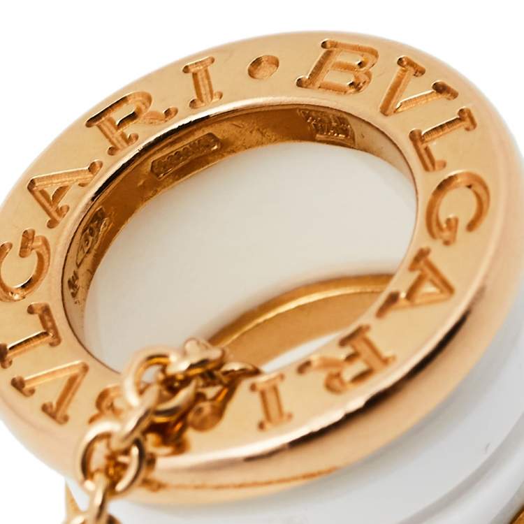 Pre Owned Bvlgari B.Zero1 White Ceramic 18K Rose Gold Pendant Necklace