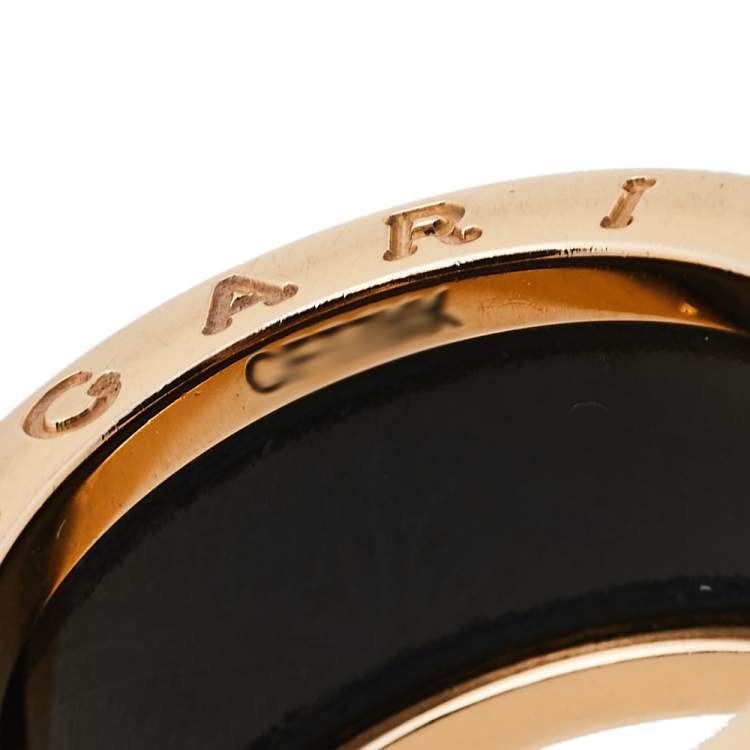 Pre Owned Bvlgari B.Zero1 Black Ceramic 18K Rose Gold 4-Band Ring Size 55