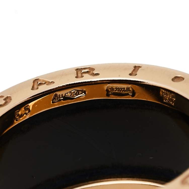 Pre Owned Bvlgari B.Zero1 Black Ceramic 18K Rose Gold 4-Band Ring Size 55