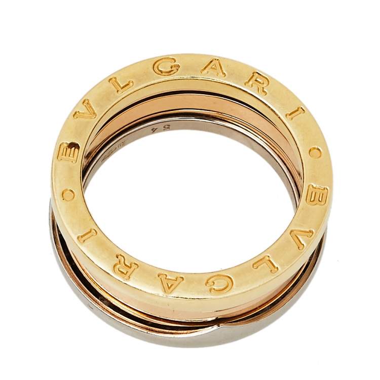 Pre Owned Bvlgari B.zero1 18K Three Tone Gold Three-Band Ring Size 54