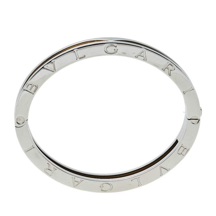 Pre Owned Bvlgari B.zero1 Stainless Steel & 18k Rose Gold Bangle 