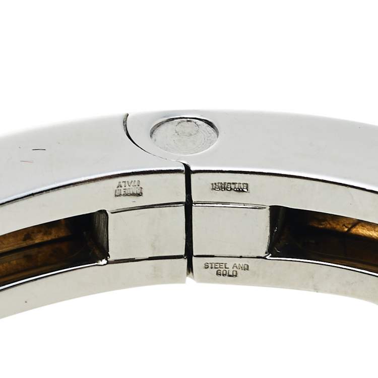Pre Owned Bvlgari B.zero1 Stainless Steel & 18k Rose Gold Bangle 