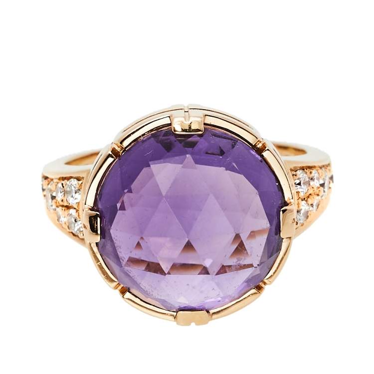 Bvlgari Parentesi Amethyst Diamond 18k Rose Gold Cocktail Ring Size 55  Bvlgari | TLC