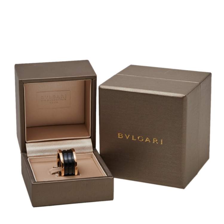 Pre Owned Bvlgari B.Zero1 4-Band Black Ceramic 18K Rose Gold Band Ring Size 55