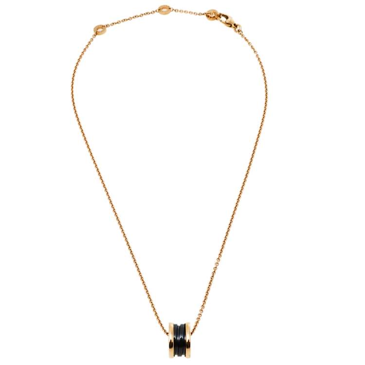 Pre Owned Bvlgari B.Zero1 Black Ceramic 18K Rose Gold Pendant Necklace