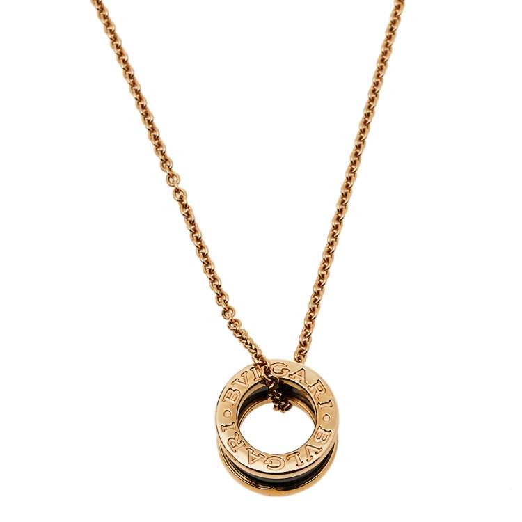 Pre Owned Bvlgari B.Zero1 Black Ceramic 18K Rose Gold Pendant Necklace