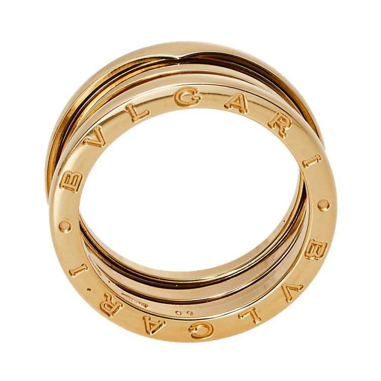 Pre Owned Bvlgari B.Zero1 18K Yellow Gold Three Band Ring Size 60