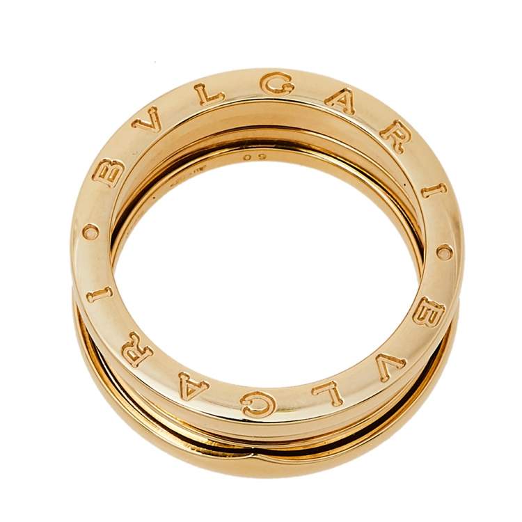 Pre Owned Bvlgari B.Zero1 18K Yellow Gold Three Band Ring Size 60