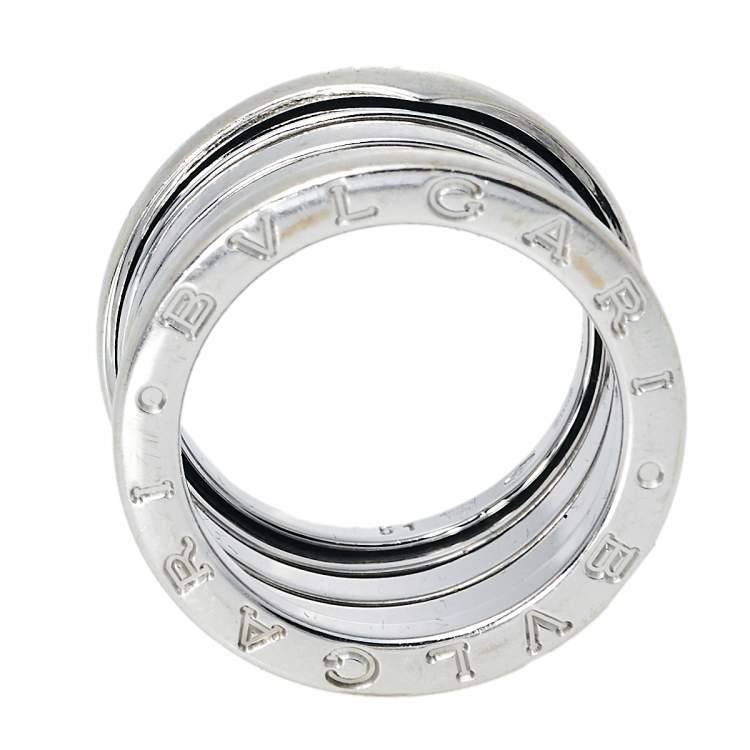 Pre Owned Bvlgari B.Zero1 18K White Gold Four Band Ring Size 51