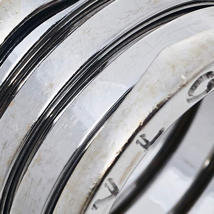 Pre Owned Bvlgari B.Zero1 18K White Gold Four Band Ring Size 51