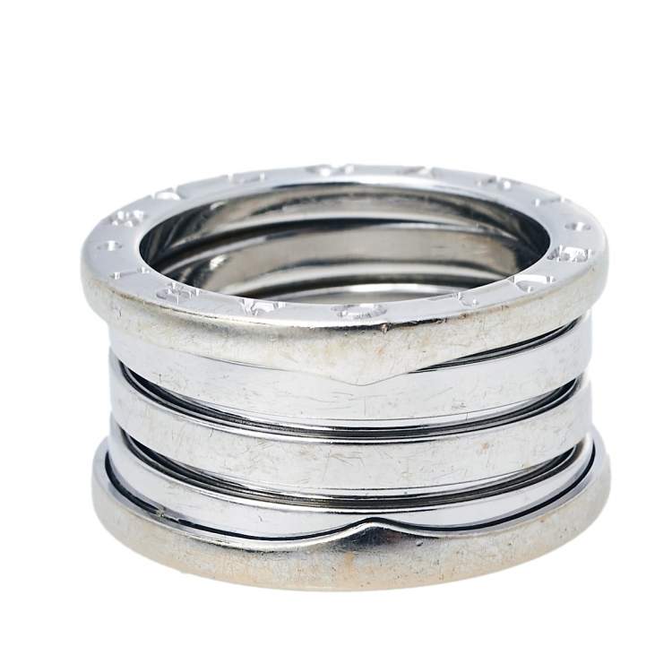 Pre Owned Bvlgari B.Zero1 18K White Gold Four Band Ring Size 51
