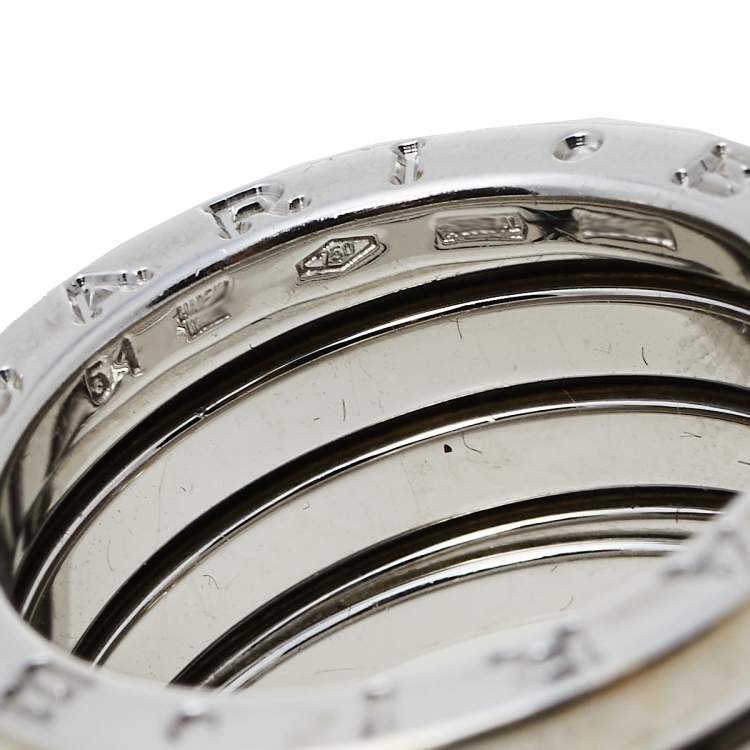 Pre Owned Bvlgari B.Zero1 18K White Gold Four Band Ring Size 51
