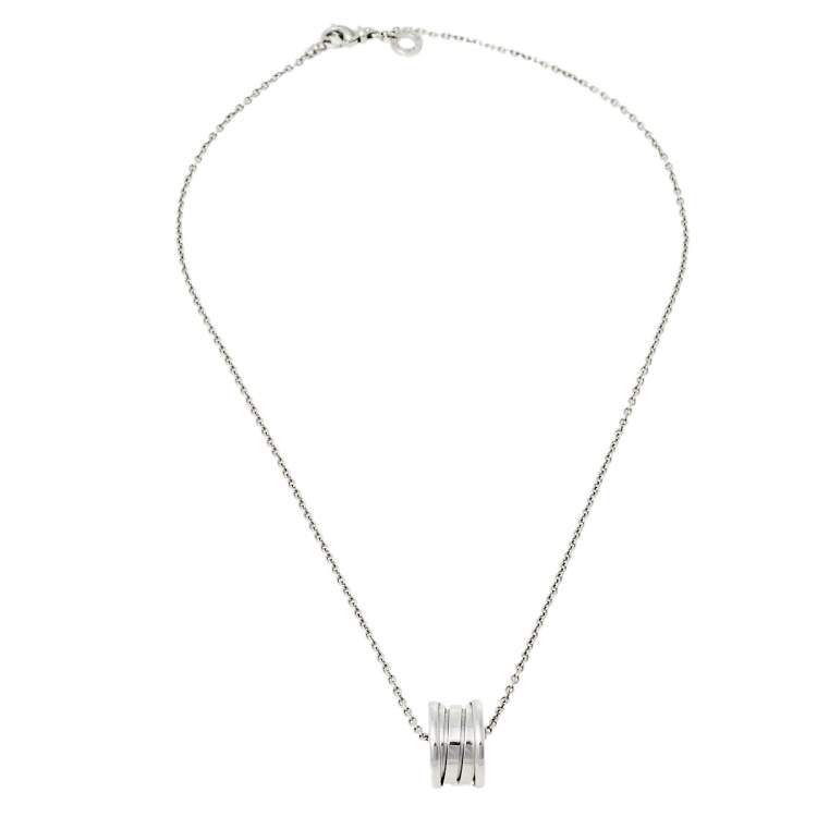 Pre Owned Bvlgari B.Zero1 3-Band 18K White Gold Band Pendant Necklace